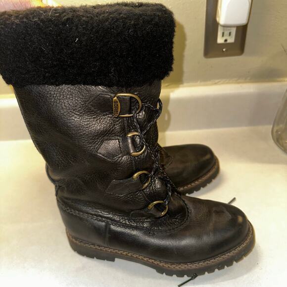 Vintage black leather Sorel lace-up boots women sz 7 - Picture 5 of 8